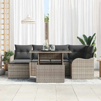 Set di Divani da Giardino da 7 Pezzi con Cuscini Grigio Polyrattan 3357232