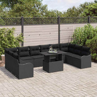 Set Sofà Giardino con Cuscini  11 Pezzi Nero Polyrattan 3357276