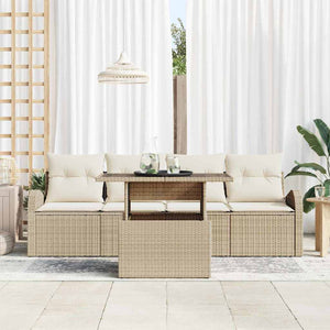 Set Divano Giardino 5 Pezzi con Cuscini Beige in Polyrattan 3357284