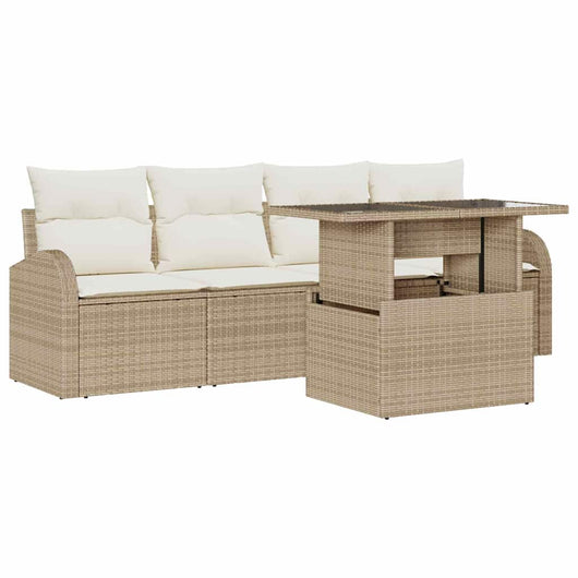 Set Divano Giardino 5 Pezzi con Cuscini Beige in Polyrattan 3357284