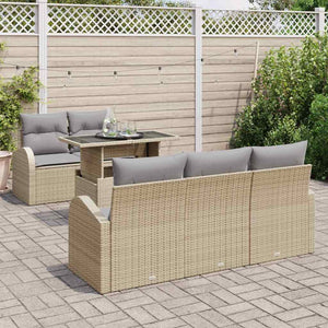 Set di Sofà da Giardino 6 Pezzi con Cuscini Beige in Rattan Sintetico 3357293