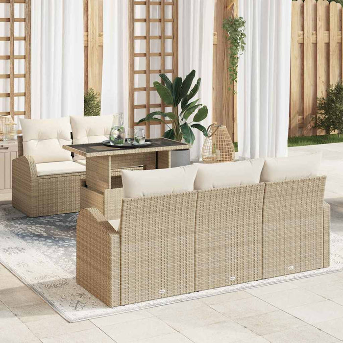 Set di Divani da Giardino a 6 Pezzi con Cuscini Beige Polyrattan 3357294