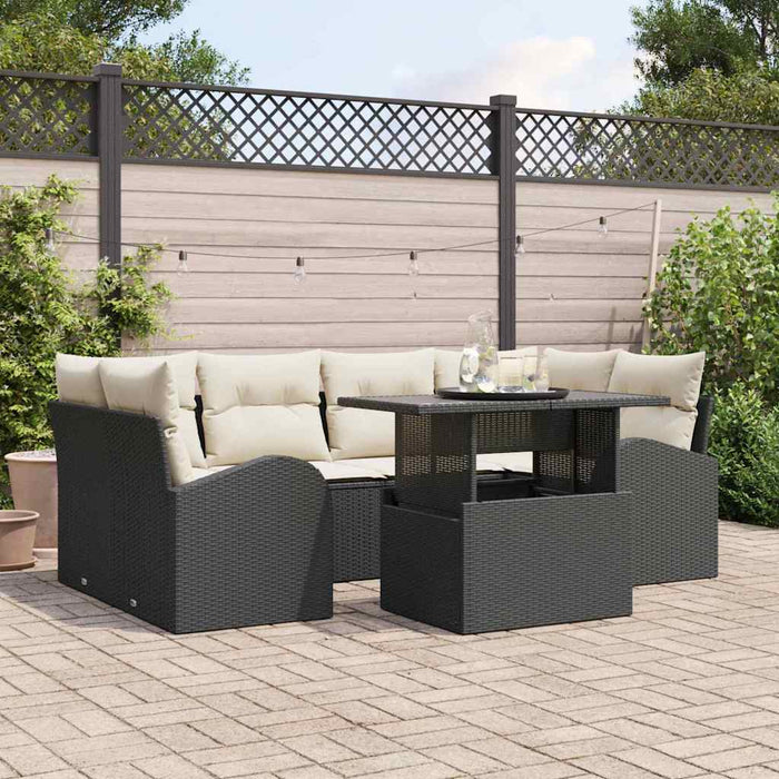 Set divani giardino  7 pezzi con cuscini in polirattan nero 3357310