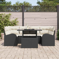 vidaXL Set Divano da Giardino 7 pcs Nero 100 x 55 x 73 cm Poly Rattan