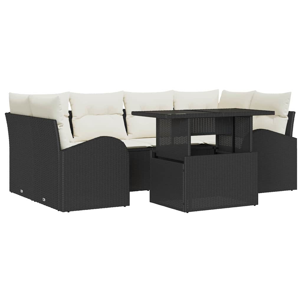 Set divani giardino  7 pezzi con cuscini in polirattan nero 3357310