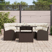 Set di Divani da Giardino con Cuscini  7 Pezzi Marrone Rattan Polivalente 3357311
