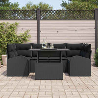 Set di Sofà da Giardino a 7 Pezzi con Cuscini Rattan POLI Nero 3357316