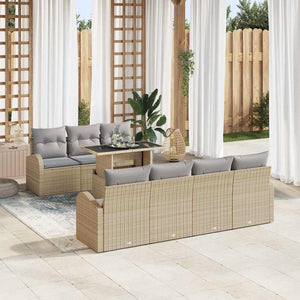 Set di Sofà da Giardino a 8 Pezzi con Cuscini Beige Polyrattan 3357323