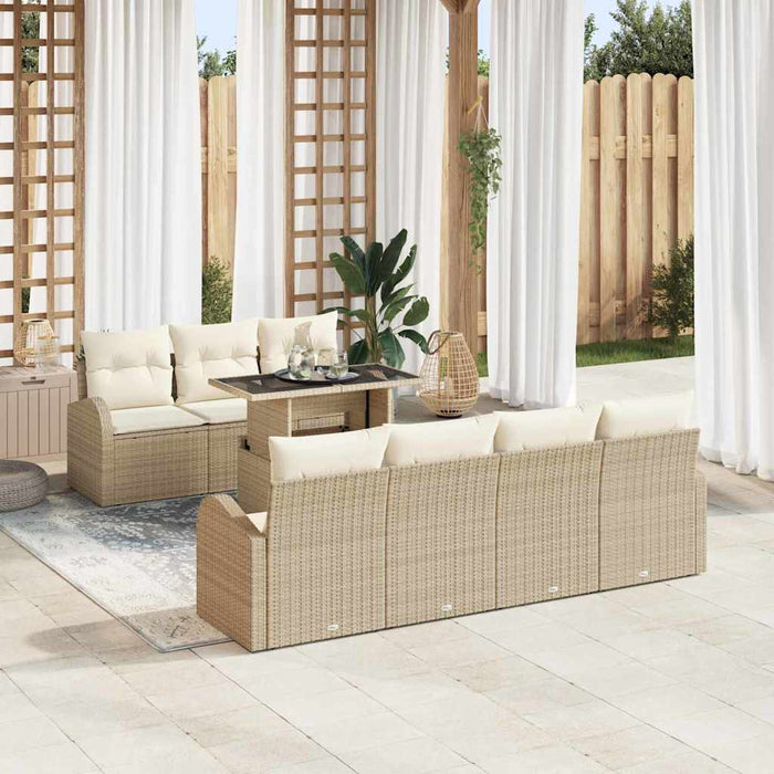 Set Divano da Giardino da 8 Pezzi con Cuscini Beige Polyrattan 3357324
