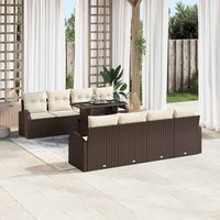 vidaXL Set Divano da Giardino 9 pcs Marrone 100 x 55 x 73 cm