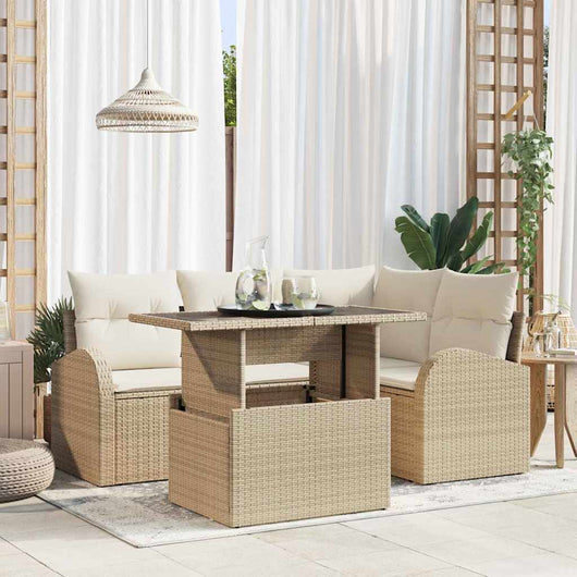 Set Divano da Giardino 5 pcs Beige 100 x 55 x 73 cm Poly Rattan 3357374