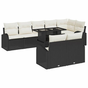 Set di Sofà da Giardino  9 Pezzi con Cuscini Nero in Polyrattan 3357400