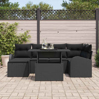Set Divano da Giardino di 7 Pezzi con Cuscini Polyrattan Nero 3357416