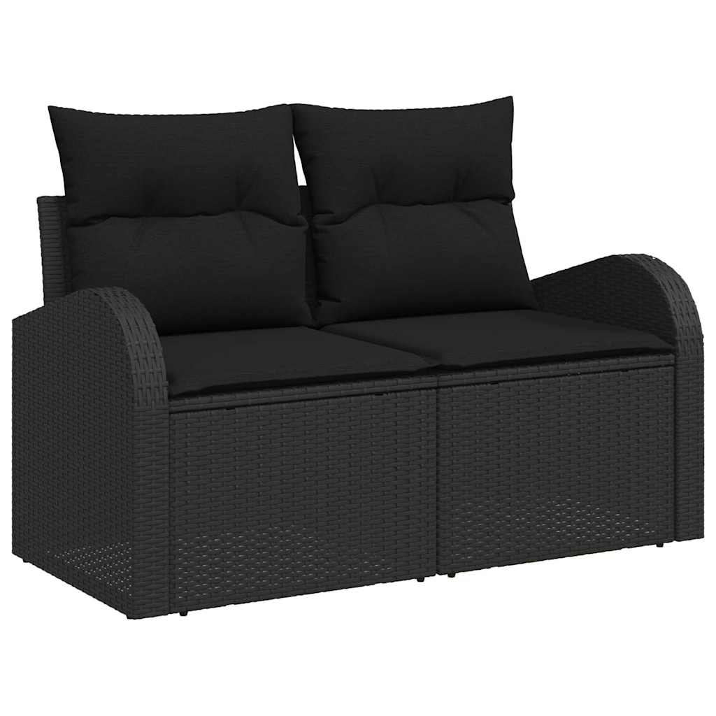Set Divano da Giardino di 7 Pezzi con Cuscini Polyrattan Nero 3357416