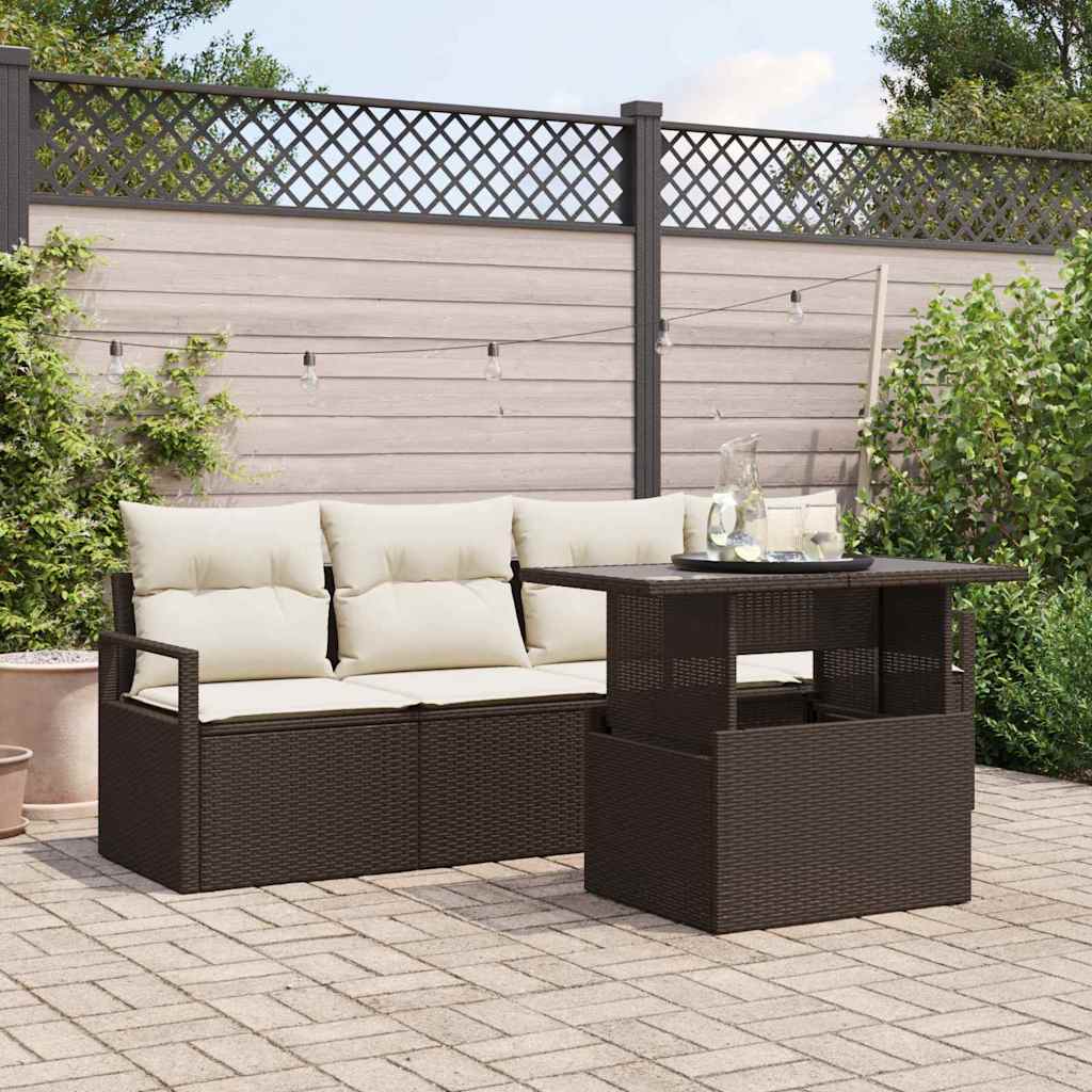 vidaXL Set Divano da Giardino 5 pcs Marrone Poly Rattan