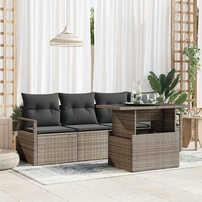 vidaXL Set Divano da Giardino 5 pcs Grigio Poly Rattan