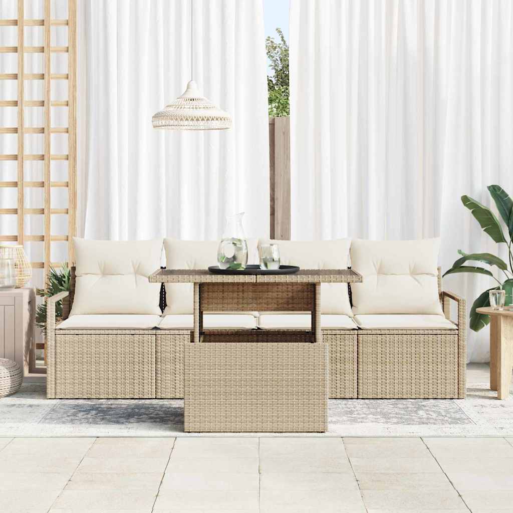 Set di divani da giardino  5 Pezzi con cuscini Beige Polyrattan 3357464