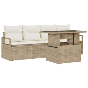 Set di divani da giardino  5 Pezzi con cuscini Beige Polyrattan 3357464