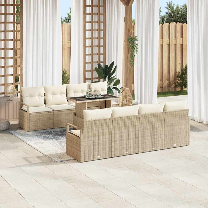 Set di divani da giardino  9 pezzi con cuscini beige in rattan 3357524