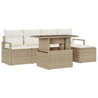 Set di divani da giardino  6 Pezzi con Cuscini Beige Rattan Poliarattan 3357544