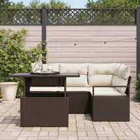 Set Divano da Giardino 5 Pezzi con Cuscini Marrone Poly Rattan 3357551