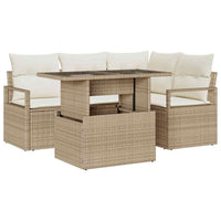 Set divano da giardino  5 pezzi con cuscini beige rattan polietilene 3357554