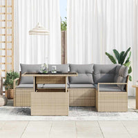 Set di Sofà da Giardino  6 Pezzi con Cuscini Rattan Beige 3357563