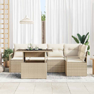 Set Divano da Giardino a 6 Pezzi con Cuscini in Polyrattan Beige 3357564