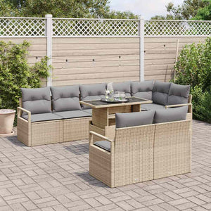 vidaXL Set Divano da Giardino 9 pcs Beige Poly Rattan
