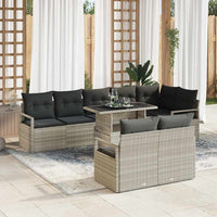 Set Sofa da Giardino in 9 Pezzi con Cuscini Grigio Chiaro Polyrattan 3357585