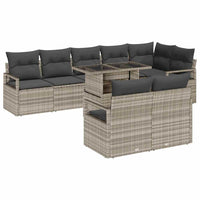 Set Sofa da Giardino in 9 Pezzi con Cuscini Grigio Chiaro Polyrattan 3357585