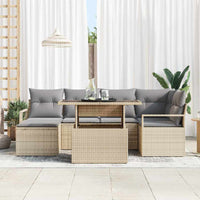 Set Divano Giardino 7 Pezzi con Cuscini Beige Rattan Polimerico 3357593