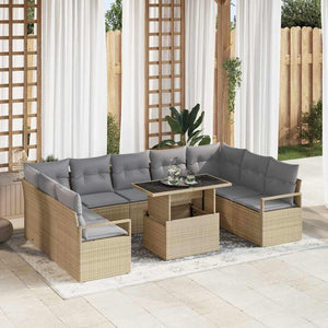 Set di divani da giardino  con cuscini, beige, polyrattan 3357623