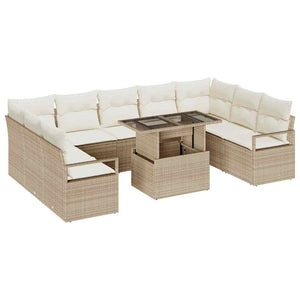 Set divano da giardino 10 pezzi con cuscini beige polyrattan 3357624