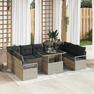 vidaXL Set Divano da Giardino 10 pcs Grigio chiaro Poly Rattan