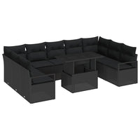 vidaXL Set Divano da Giardino 10 pcs Nero Poly Rattan