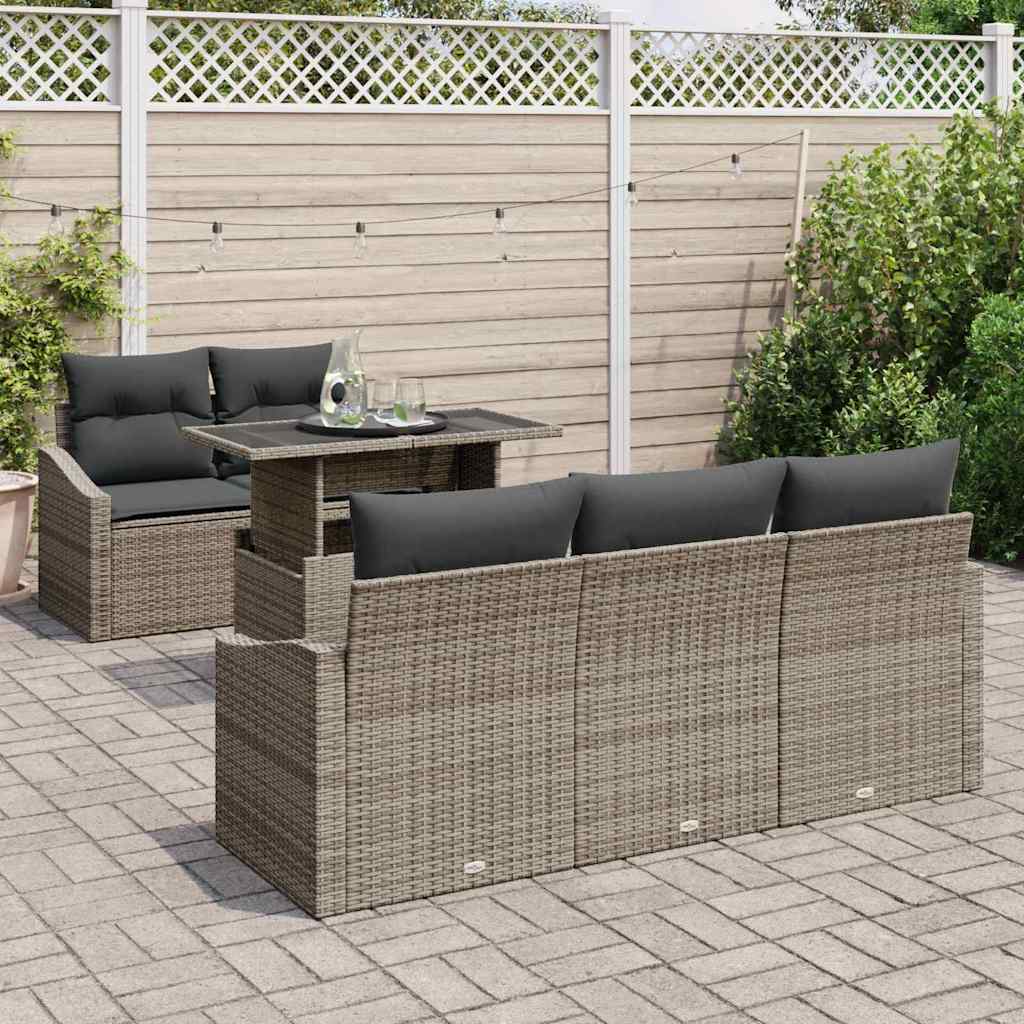 Set da giardino 6 pezzi con cuscini - Rattan grigio 3357652