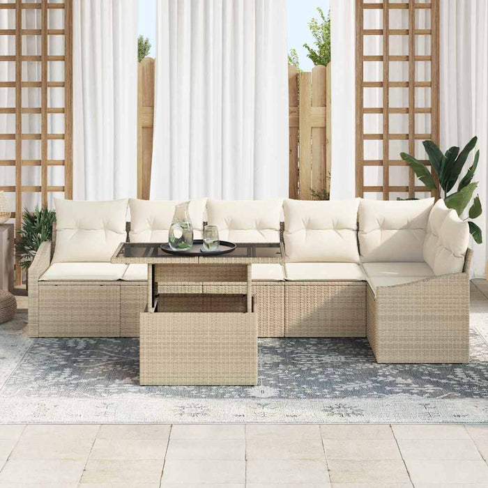 Set Divano da Giardino 7 pcs Beige e Crema 100 x 55 x 73 cm 3357754