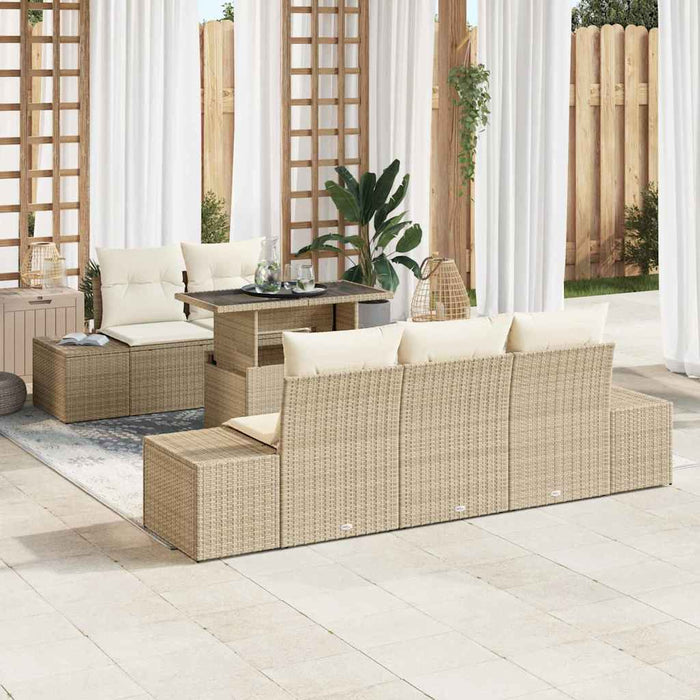 Set Divano da Giardino 6 pcs Beige e Crema 100 x 55 x 73 cm 3357834
