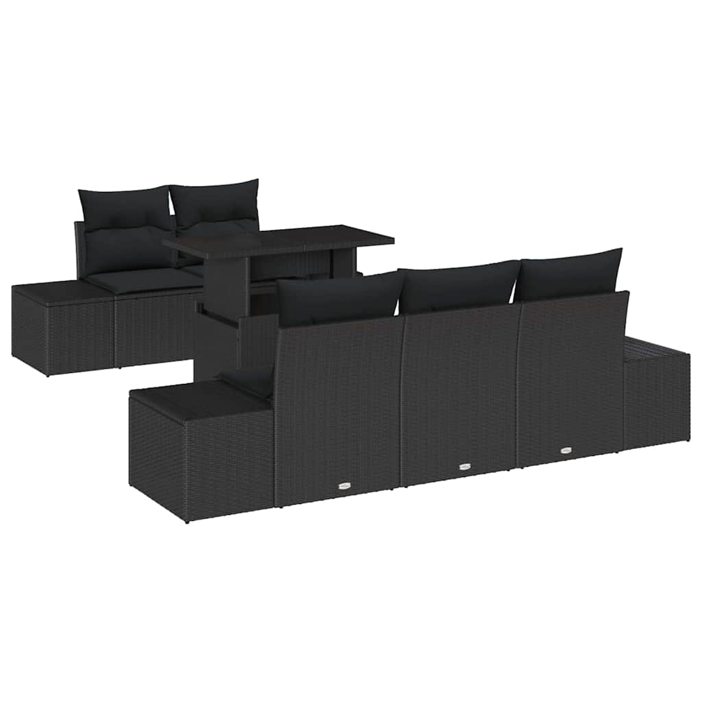 Set Divano da Giardino con cuscino 6 pcs Nero 100 x 55 x 73 cm 3357836