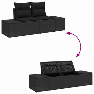 Set Divano da Giardino con cuscino 6 pcs Nero 100 x 55 x 73 cm 3357836