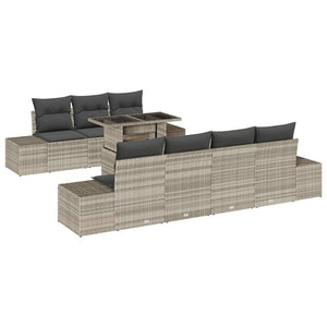Set di Sofà da Giardino 8 Pezzi con Cuscini Grigio Chiaro in Rattan PE 3357865