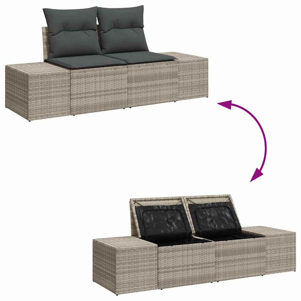 Set di Sofà da Giardino 8 Pezzi con Cuscini Grigio Chiaro in Rattan PE 3357865