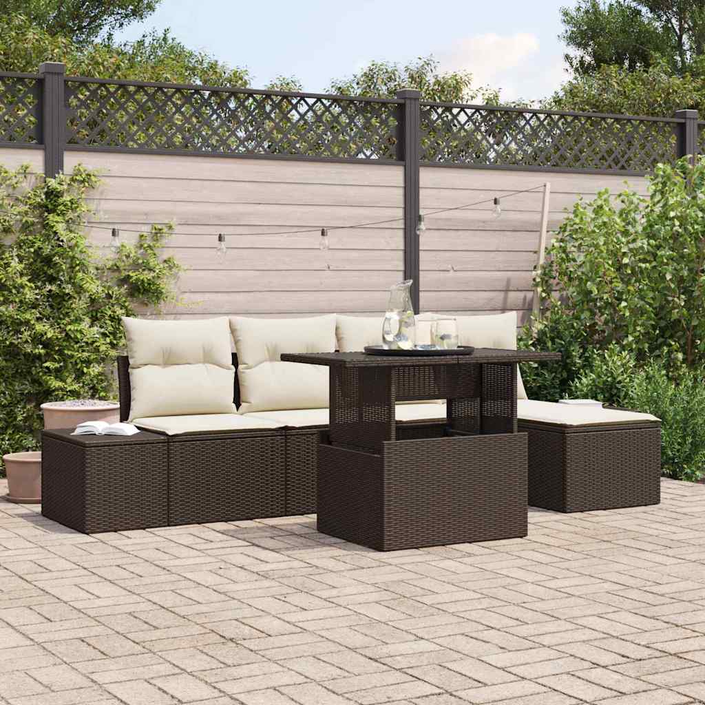 Set Divano da Giardino 6 pcs Marrone Poly Rattan 3357901