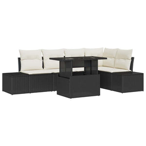 Set di Divani da Giardino 6 Pezzi  con Cuscini Nero in Rattan Polietilene 3357920