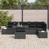 Set Divano da Giardino con archiviazione 7 pcs Nero Poly Rattan 3357936