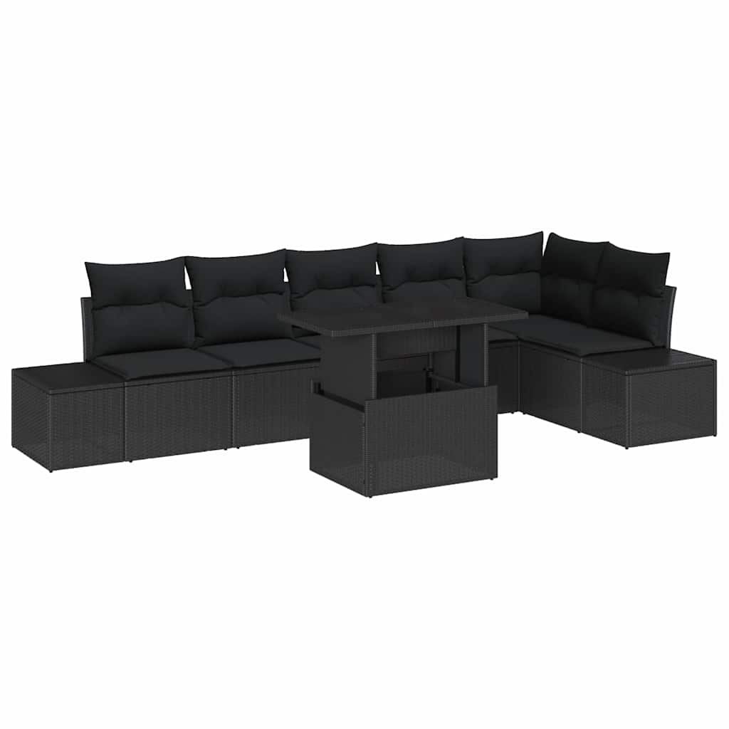 Set Divano da Giardino con archiviazione 7 pcs Nero Poly Rattan 3357936