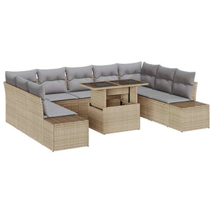 Set Divano da Giardino 10 pcs Beige Poly Rattan 3357983