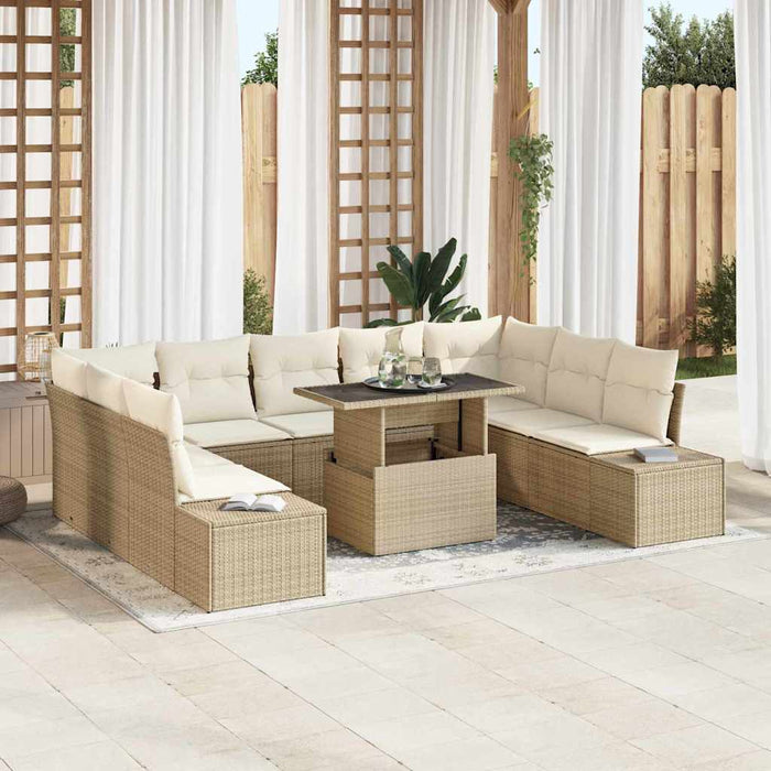 Set Divano da Giardino 10 pcs Beige Poly Rattan 3357984
