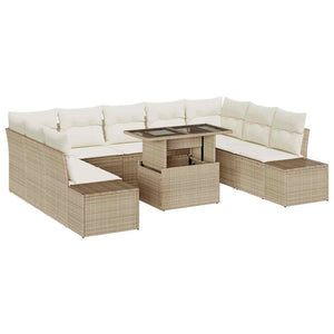 Set Divano da Giardino 10 pcs Beige Poly Rattan 3357984